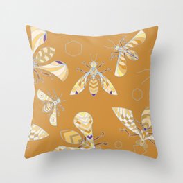 Crystal bees - full color Throw Pillow