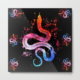 Snake Blacky Black Metal Print | Snake, Colorfulsnake, Splash, Reptiles, Wildlife, Colorfulanimals, Lizards, Reptile, Abstractanimals, Snakes 