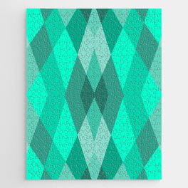 Geometric teal green lovely pattern  Jigsaw Puzzle