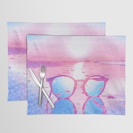 sunset glasses vaporwave impressionism painted realistic still life Placemat