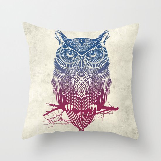 Evening Warrior Owl Throw Pillow