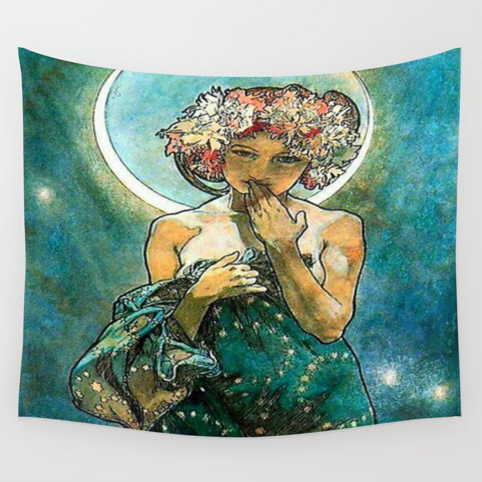 Alphonse mucha moonlight Wall Tapestry by Faris yamna Society6