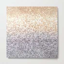 Champagne and Gray Glitter Ombre Metal Print