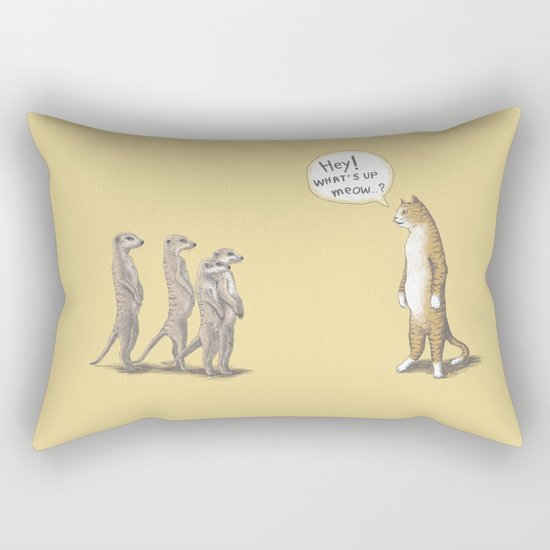 Cat & Meerkats Rectangular Pillow
