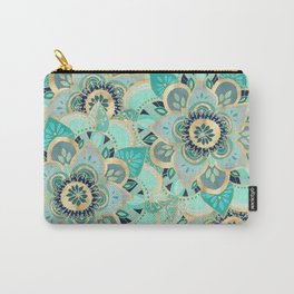 Gilded Emerald Enamel Carry-All Pouch | Illustration, Pattern, Digital, Nature 