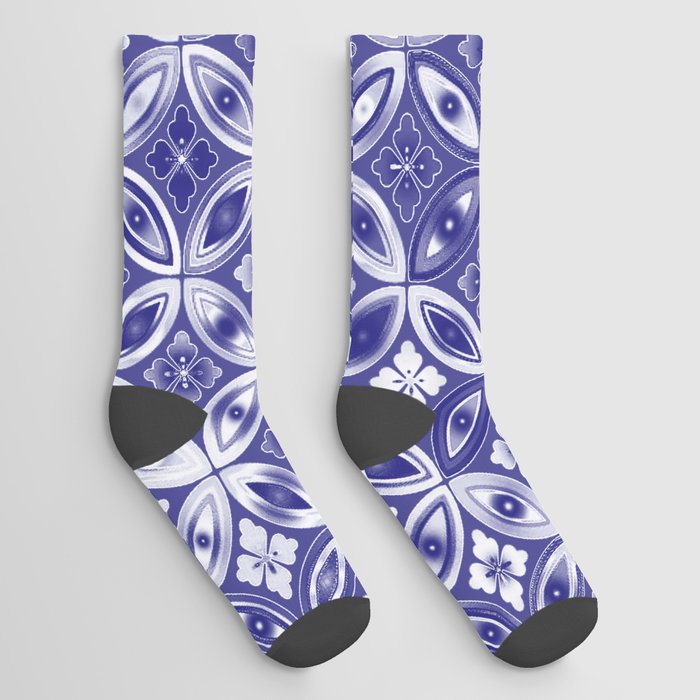 Ornate BLUE Prismatic Pattern. Socks