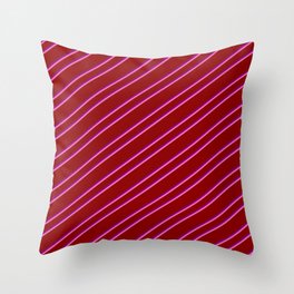 [ Thumbnail: Dark Red, Purple, and Hot Pink Colored Striped/Lined Pattern Throw Pillow ]