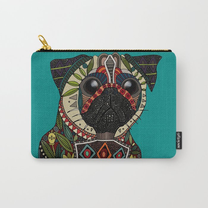 pug love teal Carry-All Pouch