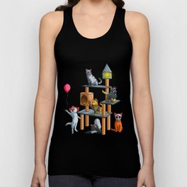 Funny Cat Horror Movies Cute Halloween for Cat Kitty Lovers  Tank Top