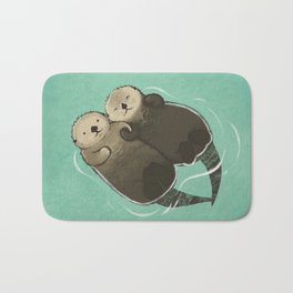 Significant Otters - Otters Holding Hands Bath Mat