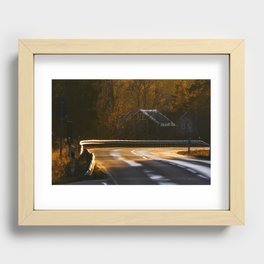 Swedish road at sunset Recessed Framed Print