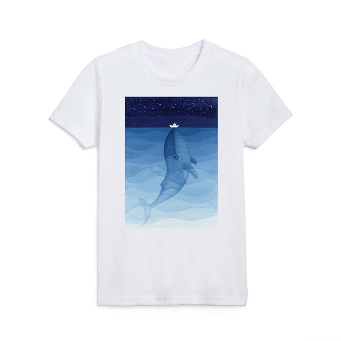Whale blue ocean Kids T Shirt
