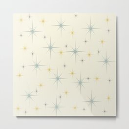 Mid Century Modern Stars Teal Metal Print | Retro, Pattern, Geometric, Minimalist, Star, Midcentury, Cream, Xmas, Starburst, Midcenturymodern 