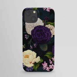 Vintage Midnight Purple Botanical Roses Flower Garden iPhone Case