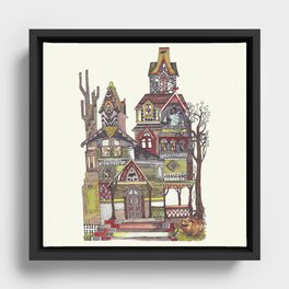 Haunted House Framed Canvas