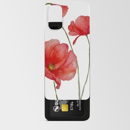 watercolor poppys flowers Android Card Case