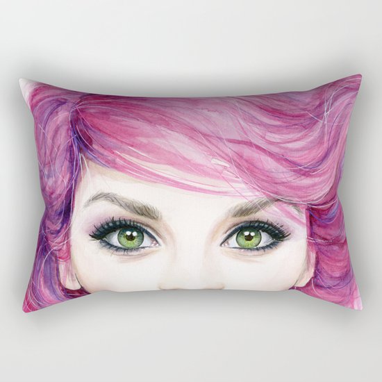 Pink Hair Girl Rectangular Pillow