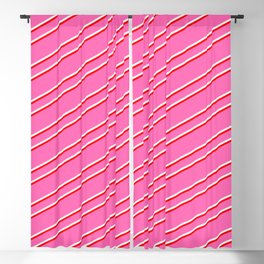 [ Thumbnail: Hot Pink, Mint Cream & Red Colored Lines/Stripes Pattern Blackout Curtain ]