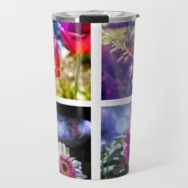 Grid of four pink and red flowers Travel Mug