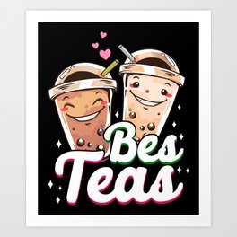 Bubble Boba Tea Bes Teas Best Friends Art Print | Milktea, Cute, Graphicdesign, Japanese, Bobatea, Kawaii, Bubbletea, Milktealover, Bestfriends 