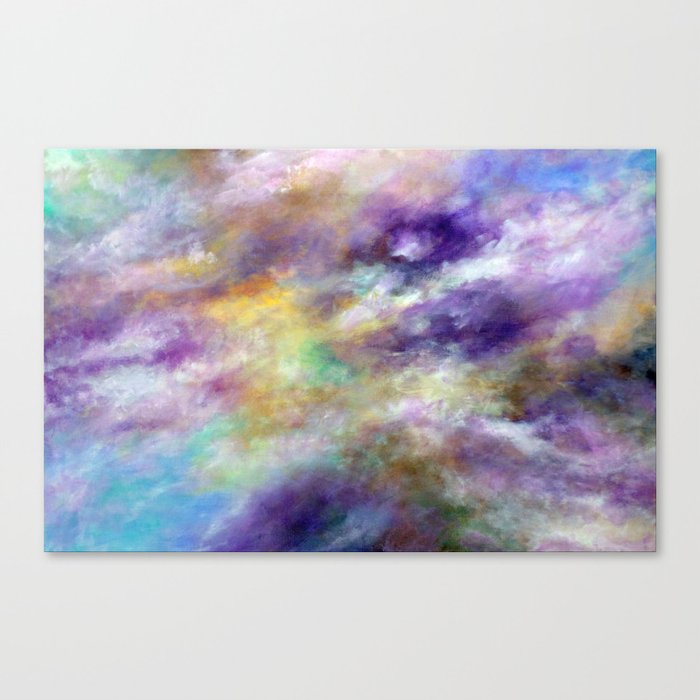 Colorful Sky Clouds Abstract Original Painting Acrylic Violet