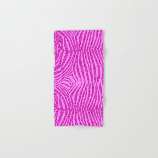 Light Pink Glitter Zebra Print Hand & Bath Towel