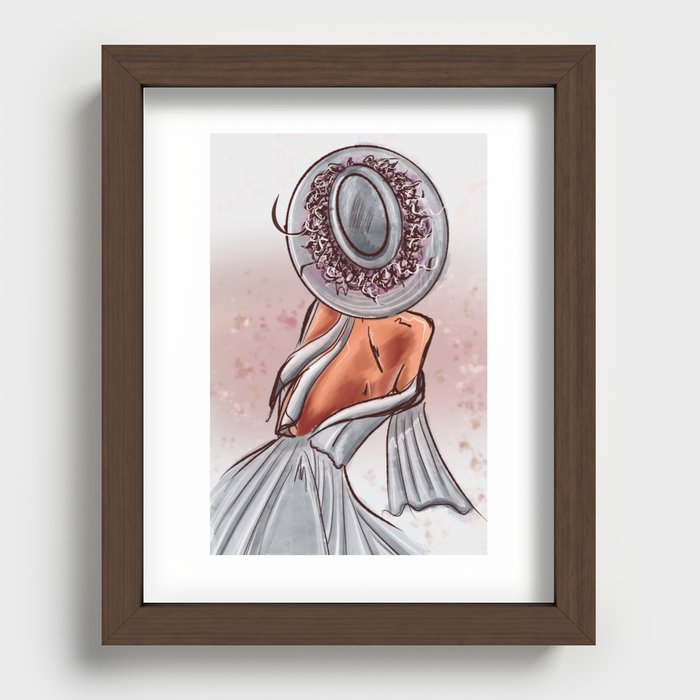 Woman in a hat Recessed Framed Print