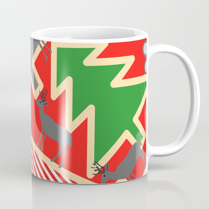 Retro deer and Christmas trees Coffee Mug