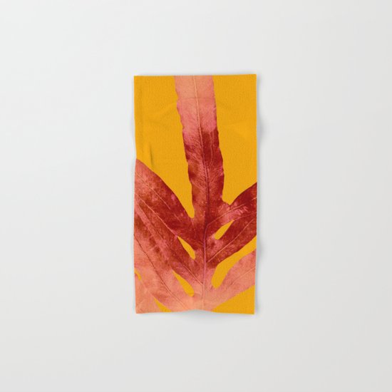 Green Fern on Red On Fire Hand & Bath Towel
