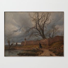 Wanderer in the Storm , julius von Leypold Canvas Print