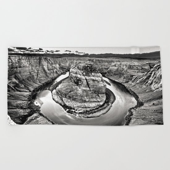 Horseshoe Bend Arizona Black and White Beach Towel
