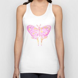 Moth Design- Watercolor Painting-Pink and Yellow Unisex Tank Top