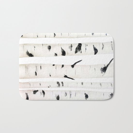 birch watercolor Bath Mat