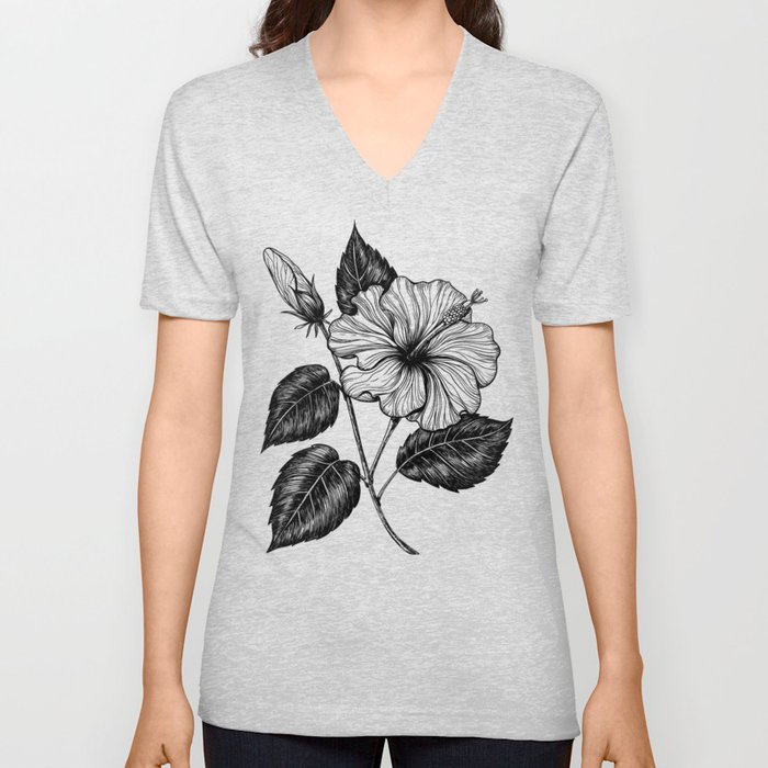 Hibiscus flower II V Neck T Shirt