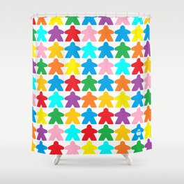 Multicolored Meeples by Blackburn Ink Shower Curtain