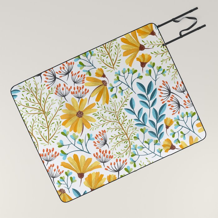 Floral Ying & Yang Picnic Blanket by stocksom_art_prints ...