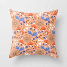 Peach Meadow Pattern Throw Pillow | Organic, Vector, Sophisticated, Graphicdesign, Modern, Digital, Flower, Peach, Pattern, Meadow 