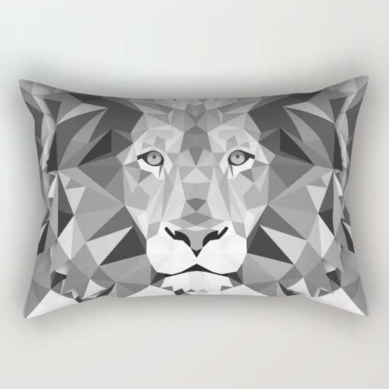 Large Silver Lion Head Rectangular Pillow