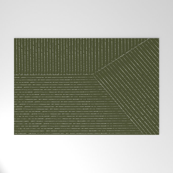 Lines (Olive Green) Welcome Mat
