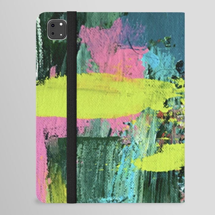 Excited: a vibrant, colorful, dynamic acrylic piece in various colors iPad Folio Case