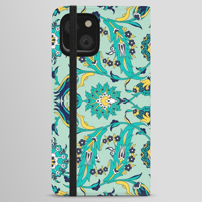 Green Floral Texture Background iPhone Wallet Case