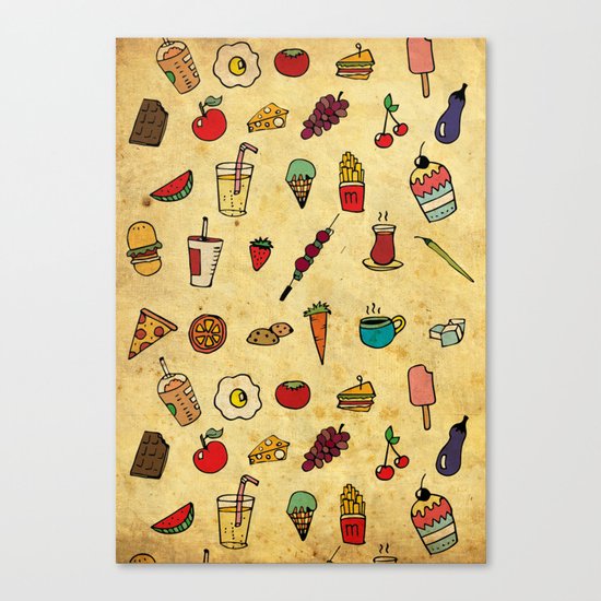 Food Love Pattern Canvas Print