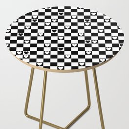 Checkered hearts black and white Side Table