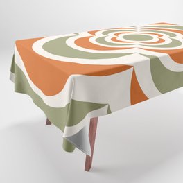 Floral Abstract Shapes 2 in Sage Green Orange Tablecloth