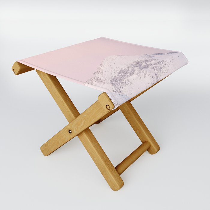Mountain Top in Norway Photo | Pastel Color Sky in the Kaldfjord Art Print | Winter Travel Photography Folding Stool