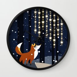 Fox and stars Wall Clock