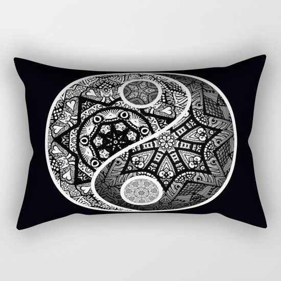 Yin Yang Zentangle Rectangular Pillow