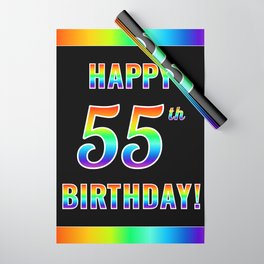 [ Thumbnail: Fun, Colorful, Rainbow Spectrum “HAPPY 55th BIRTHDAY!” Wrapping Paper ]
