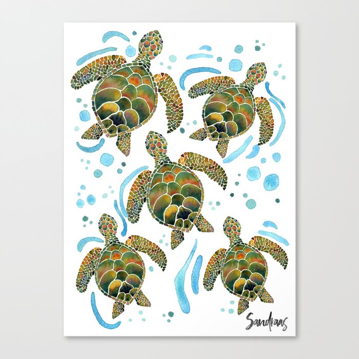Swimming Turtles Canvas Print
