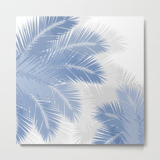 BLUE TROPICAL PALM TREES Metal Print